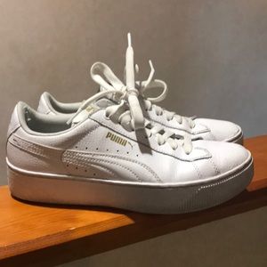 Puma platform white leather sneakers
